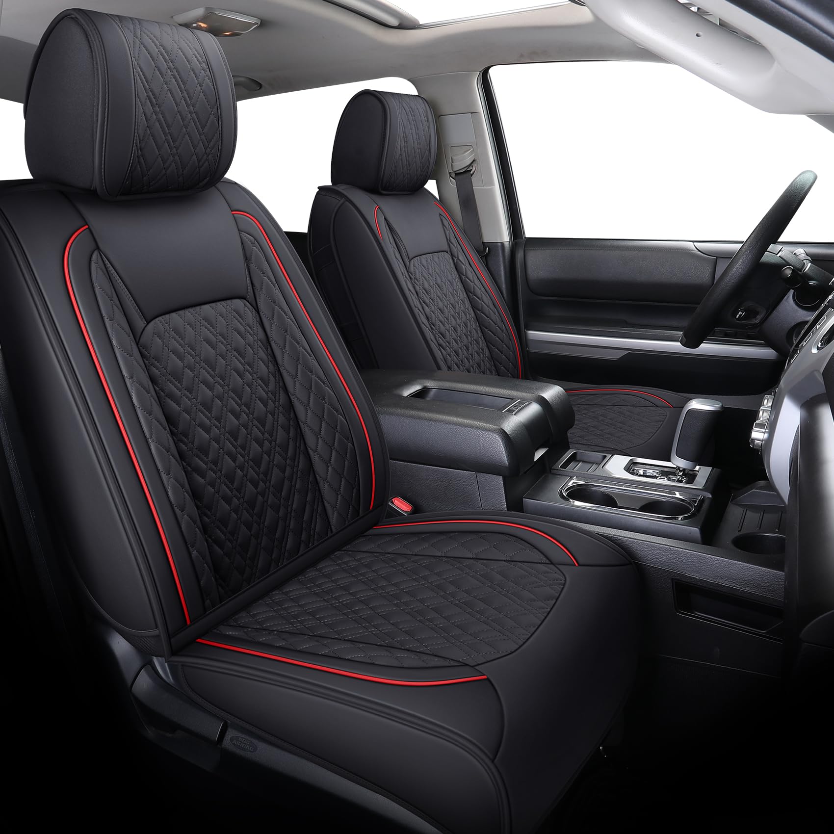 Aierxuan Tundra full-set black-red waterproof seat covers protect upholstery.