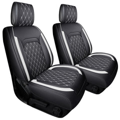 Aierxuan Wrangler front seat covers, custom fit for JK/JL with two-tone black and white.