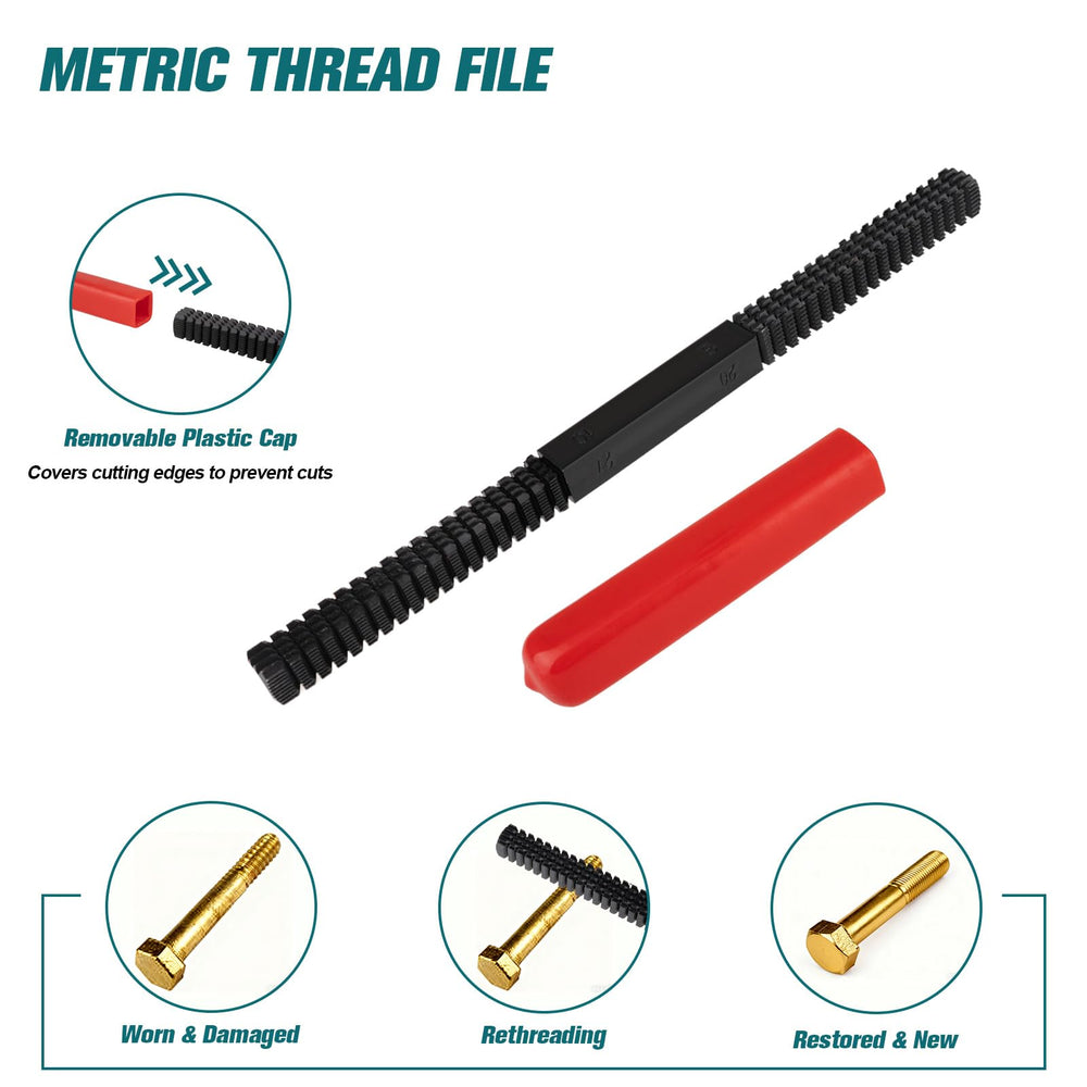 Aikyciu gold-coded metric dies help quick selection for efficient threading restoration.