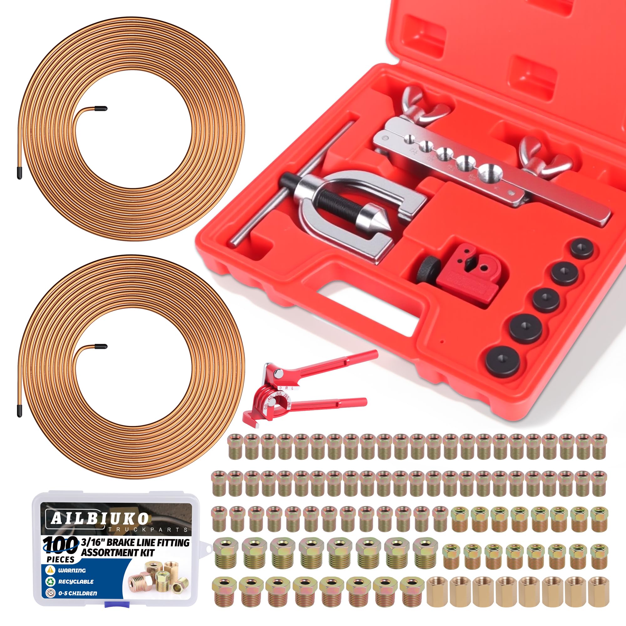 Ailbiuko brake line flaring tool kit for precise single and double flares.