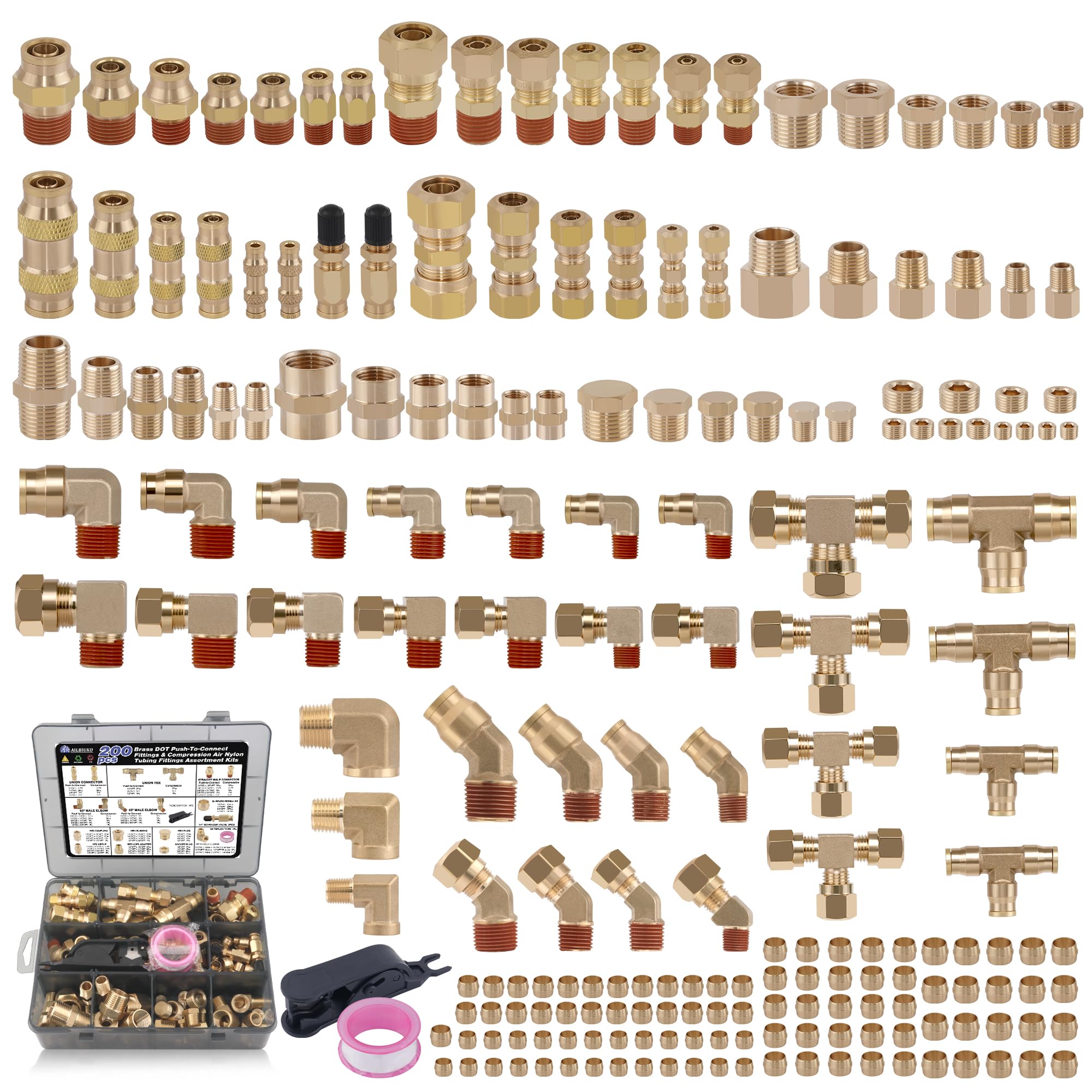 Ailbiuko brass DOT air fittings kit pack for reliable quick-connects.
