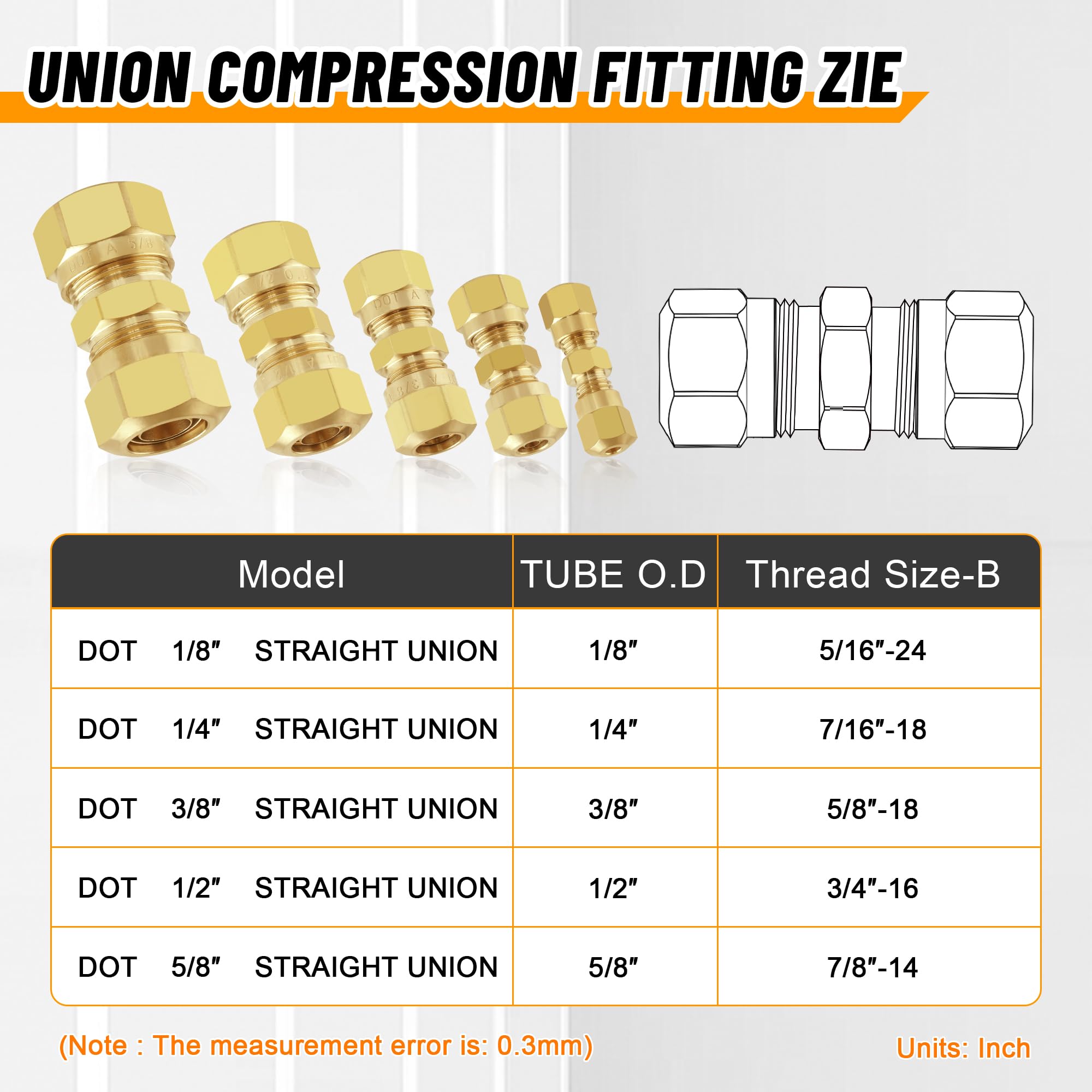 Ailbiuko 5/8 inch brass dot union for heavy-duty industrial use