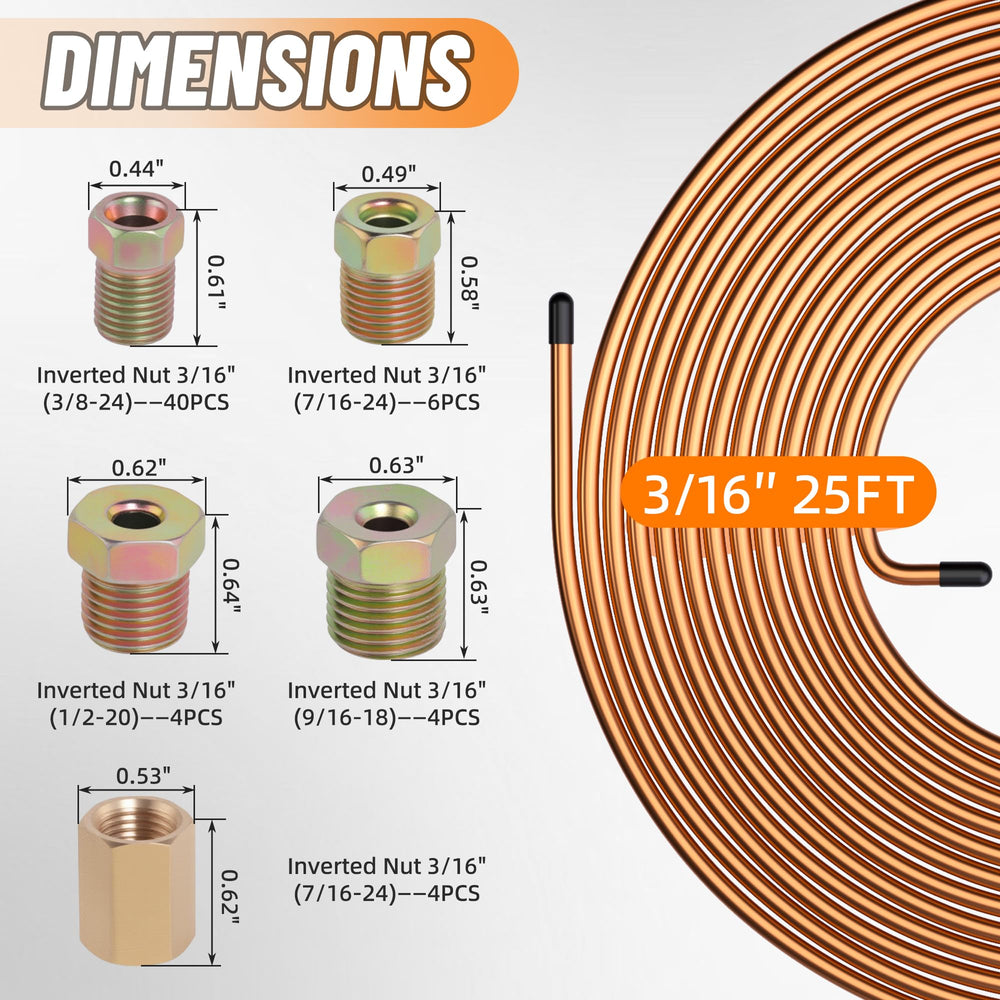 Ailbiuko inverted tube nut 9/16-18 provides solid seals in hydraulic systems.
