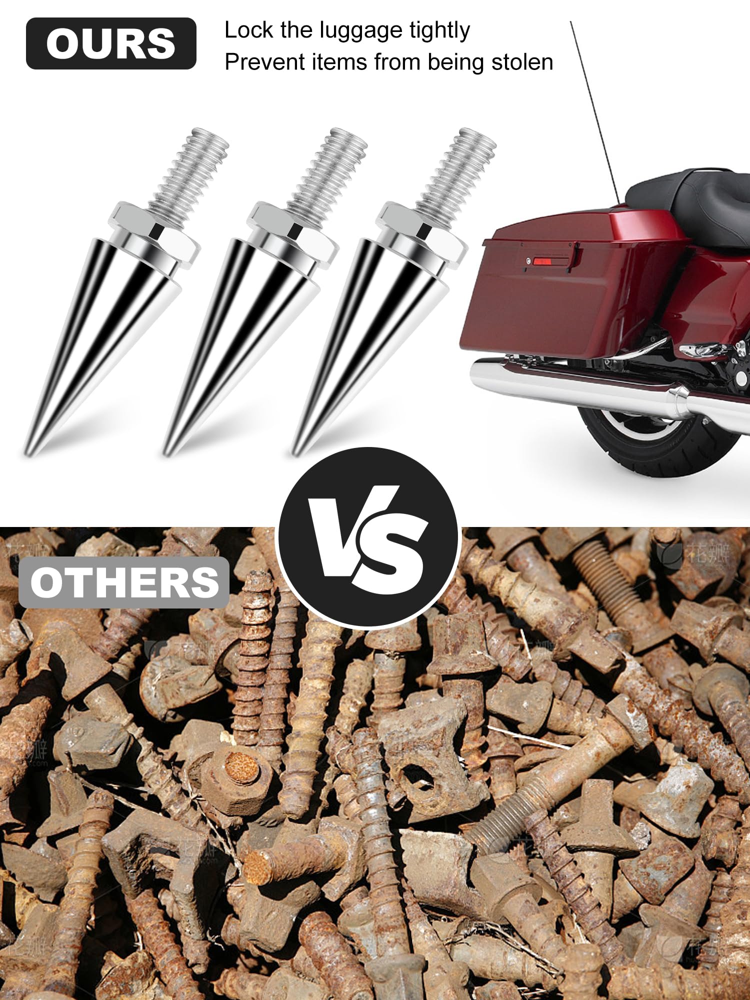 AILMOTO chrome windshield bolts show a precise fit on Harley Street Glide.