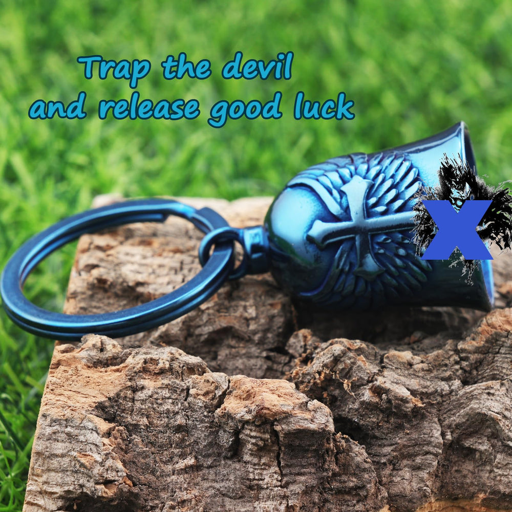 AilRabbit blue cross bell close-up, high-quality stainless steel