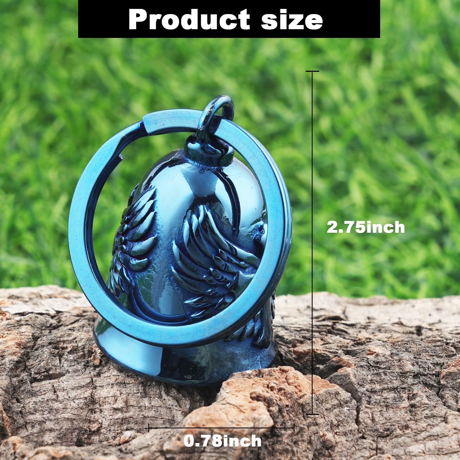 AilRabbit blue cross bell, side view, durable all-weather construction