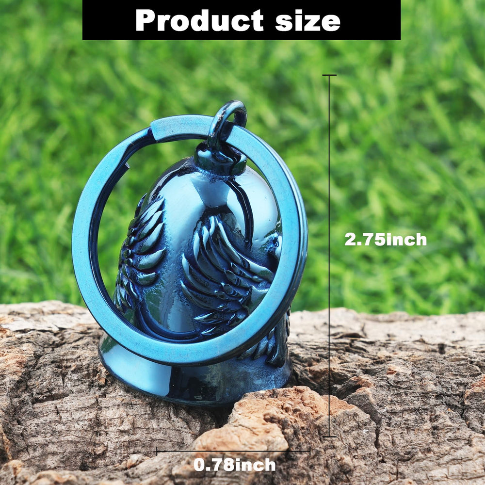 AilRabbit blue cross bell, side view, durable all-weather construction