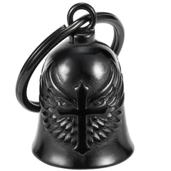 AilRabbit motorcycle cross bell key chain on black bike for rider awareness