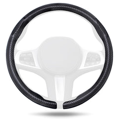 Aimato carbon fiber steering cover close-up showing premium weave and grip.