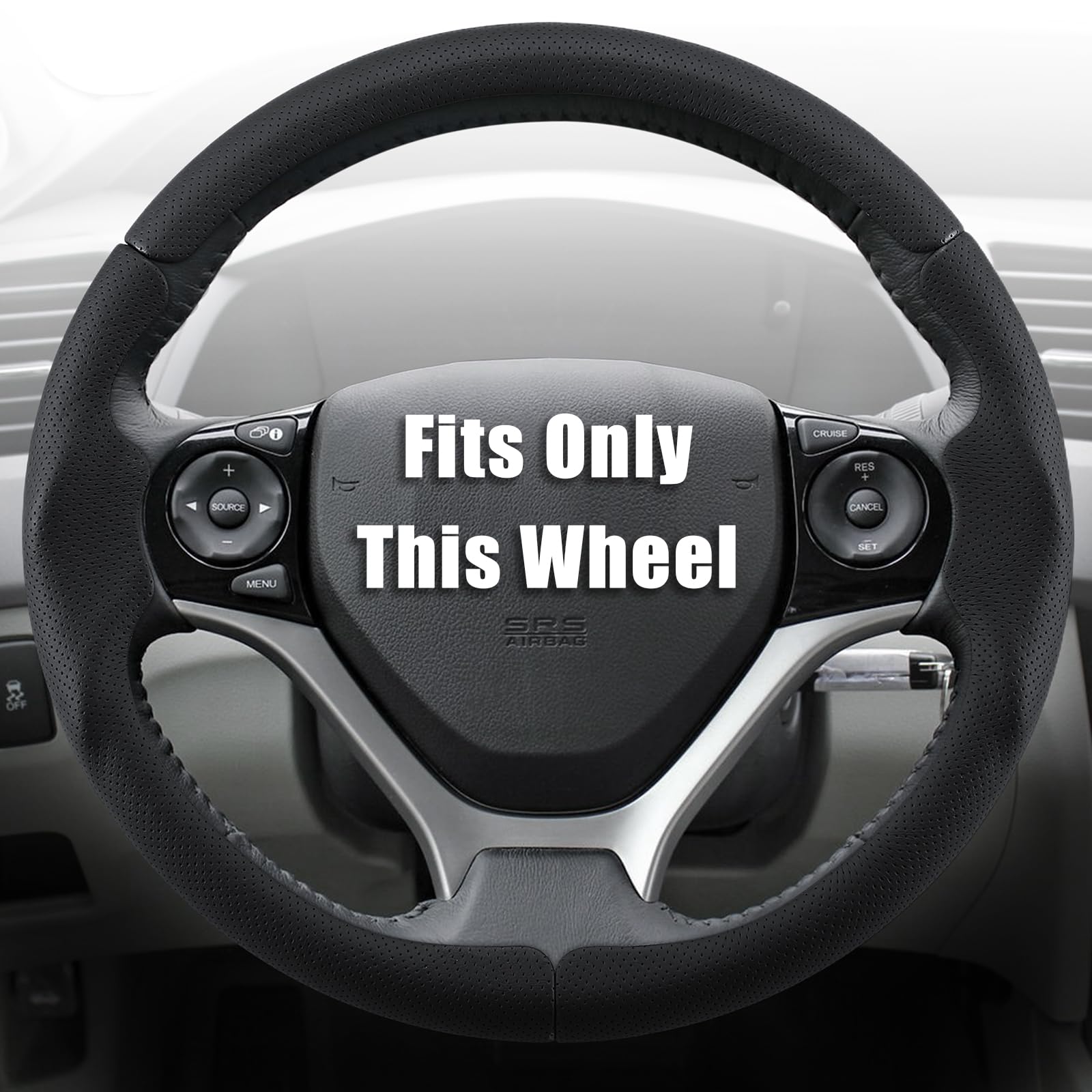 Aimato Civic steering wheel cover in carbon fiber texture enhances grip and interior style