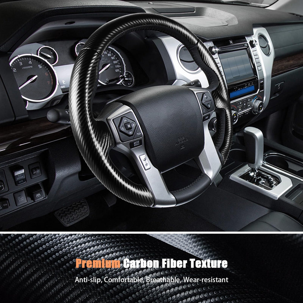 Aimato customized steering wheel cover for Toyota Tundra highlights contour accuracy and grip.