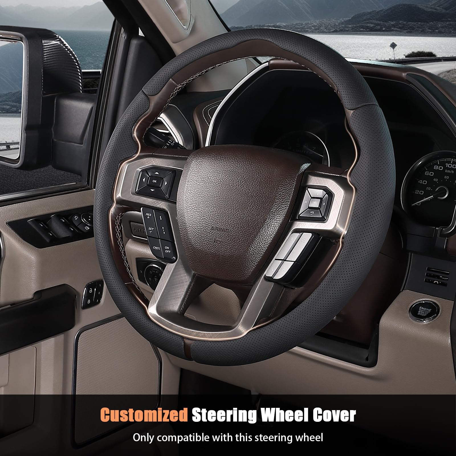 Aimato Ford F-250 steering wheel cover delivers enhanced grip and protection.