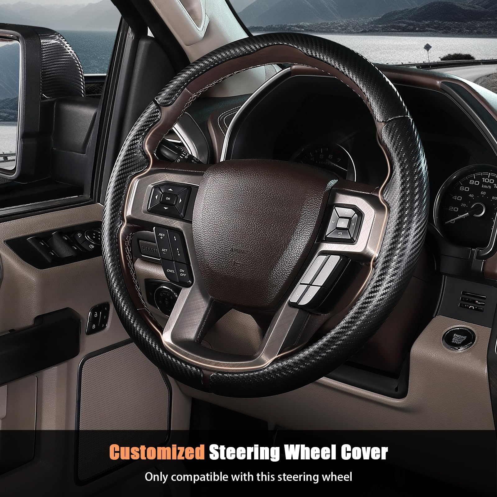 Aimato Ford steering wheel cover 1:1 molded fit demonstrates precise compatibility.