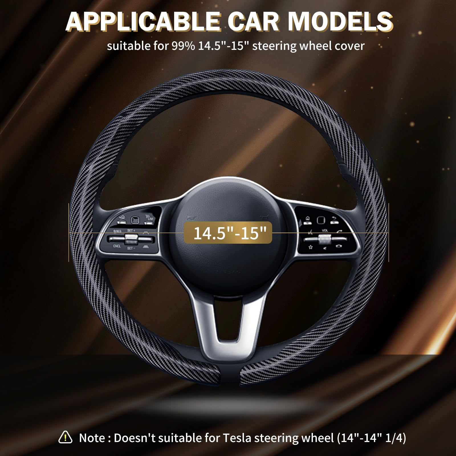 Aimato matte black steering cover enhances interior aesthetics.