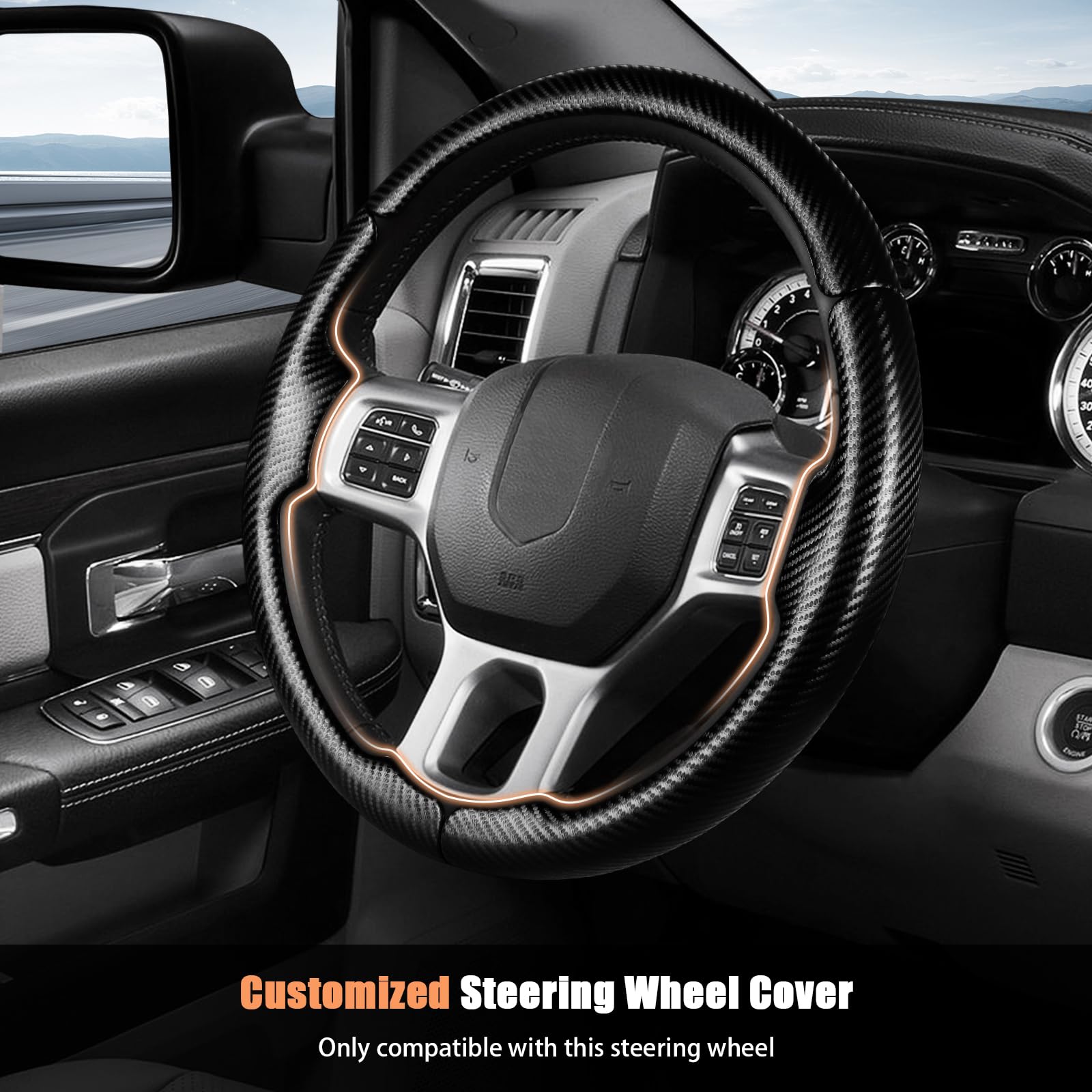 Aimato RAM Classic steering wheel cover for 2019–2023 with precise contour and comfort.