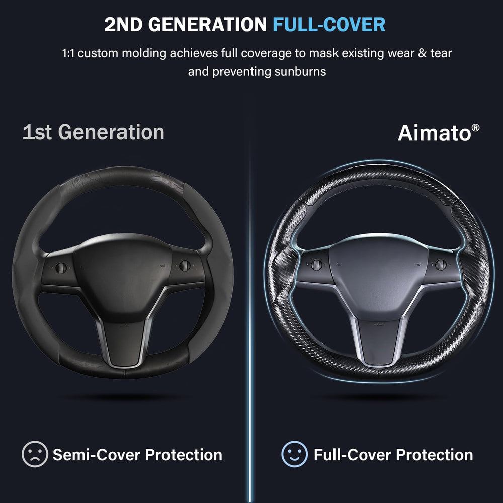 Aimato ergonomic 3D design steering cover adds comfortable hand feel.