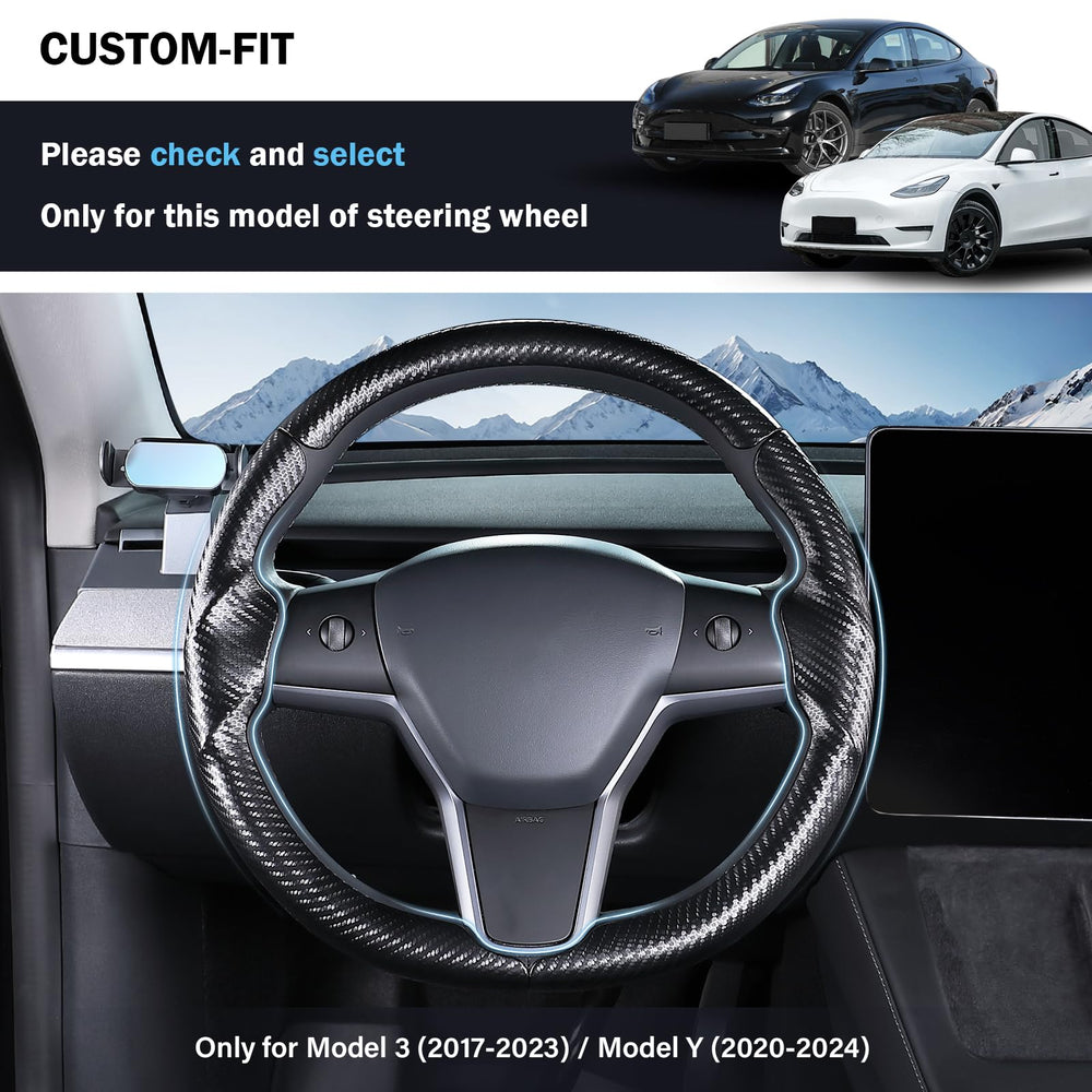 Aimato steering cover for Tesla Model Y with precise fit and enhanced comfort.