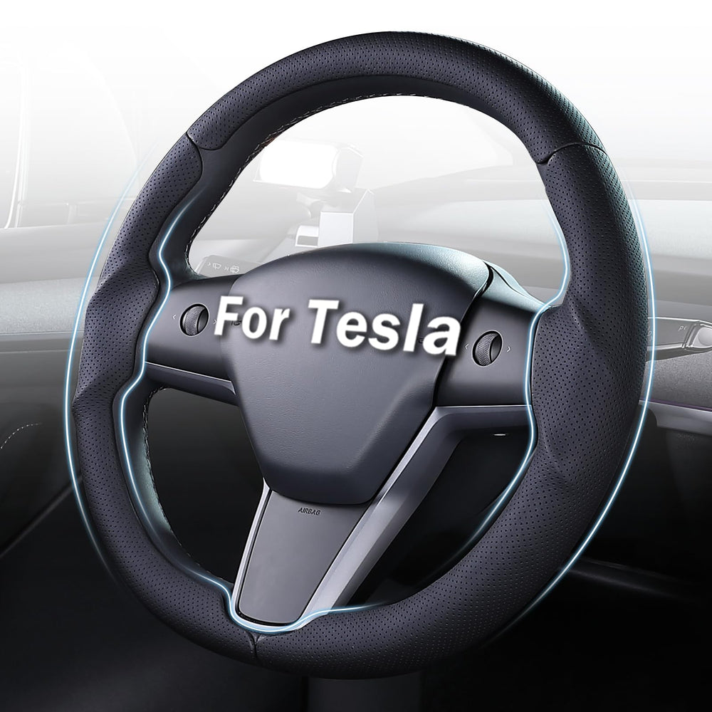 Aimato steering wheel cover on Tesla Model 3/Y with carbon 3D ergonomic grip for comfortable control