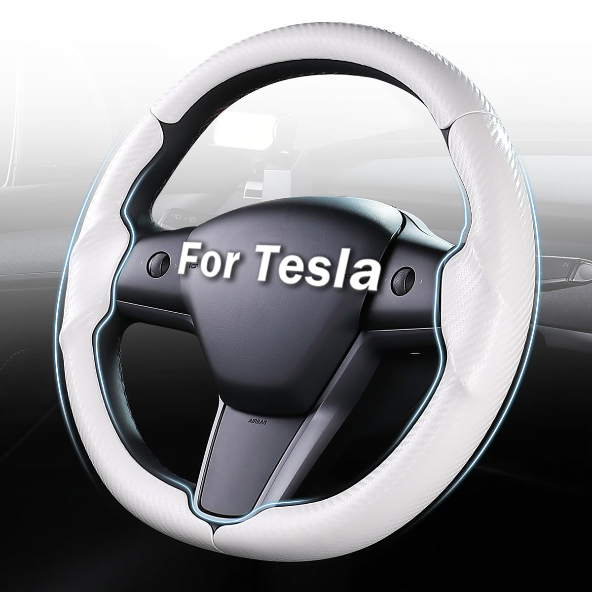Aimato Tesla Model 3/Y steering wheel cover with 3D ergonomic grip boosts control