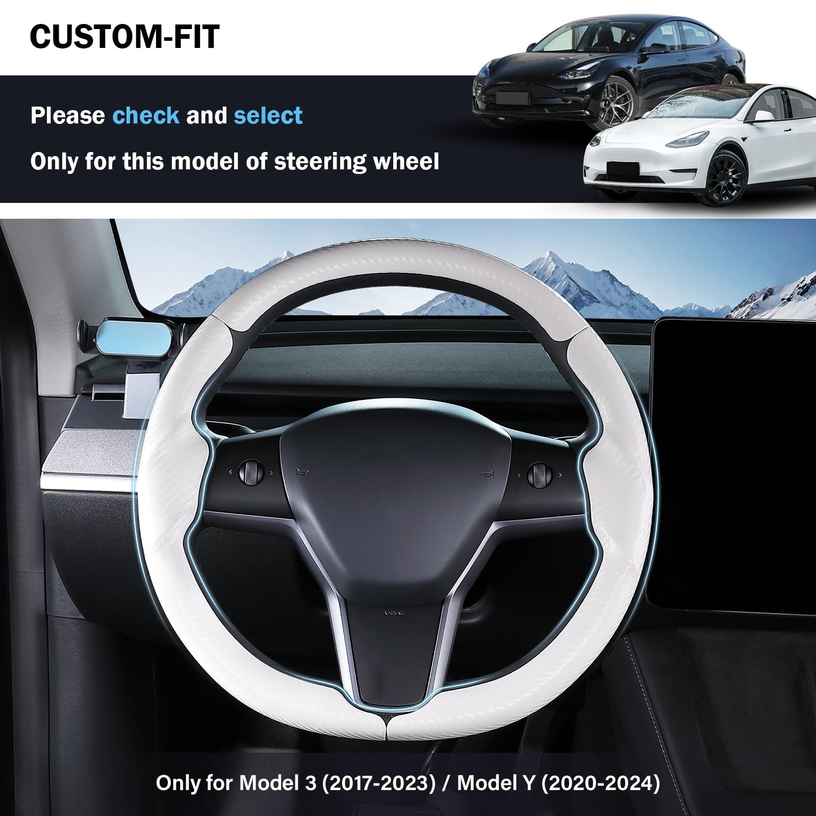 Aimato steering wheel cover with carbon fiber pattern enhances cabin style