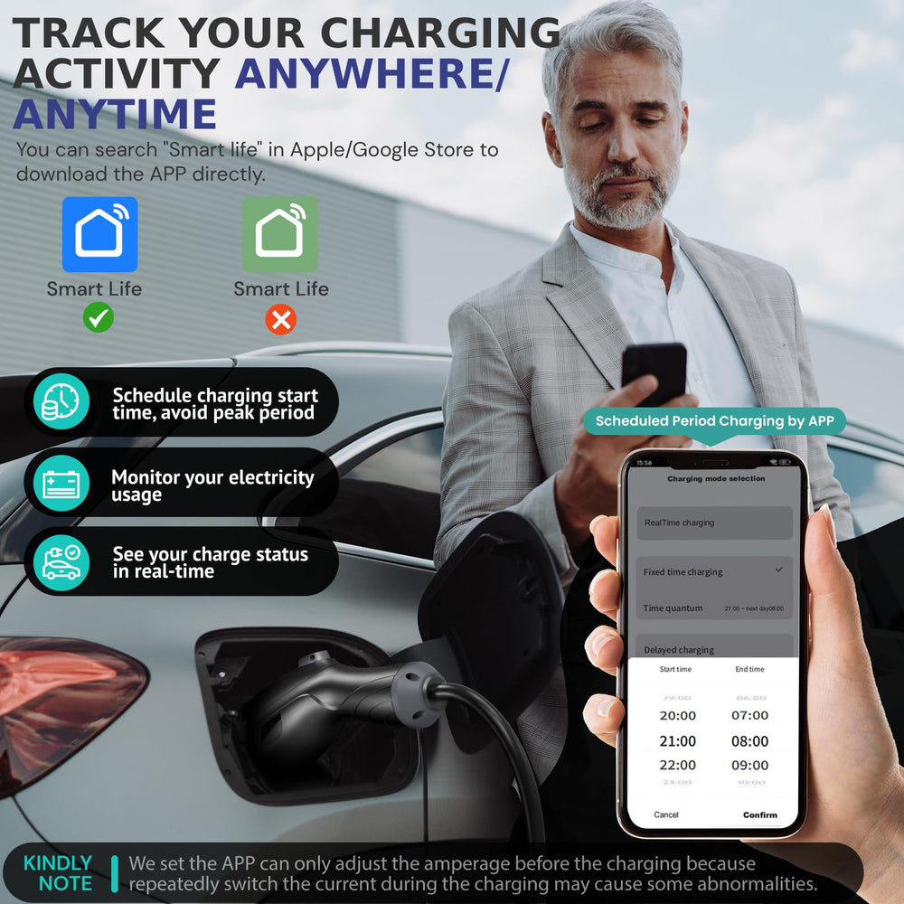 AIMILER charging app screen displaying status and control options