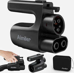 AIMILER NACS to CCS1 adapter front view showing compact design and usability.
