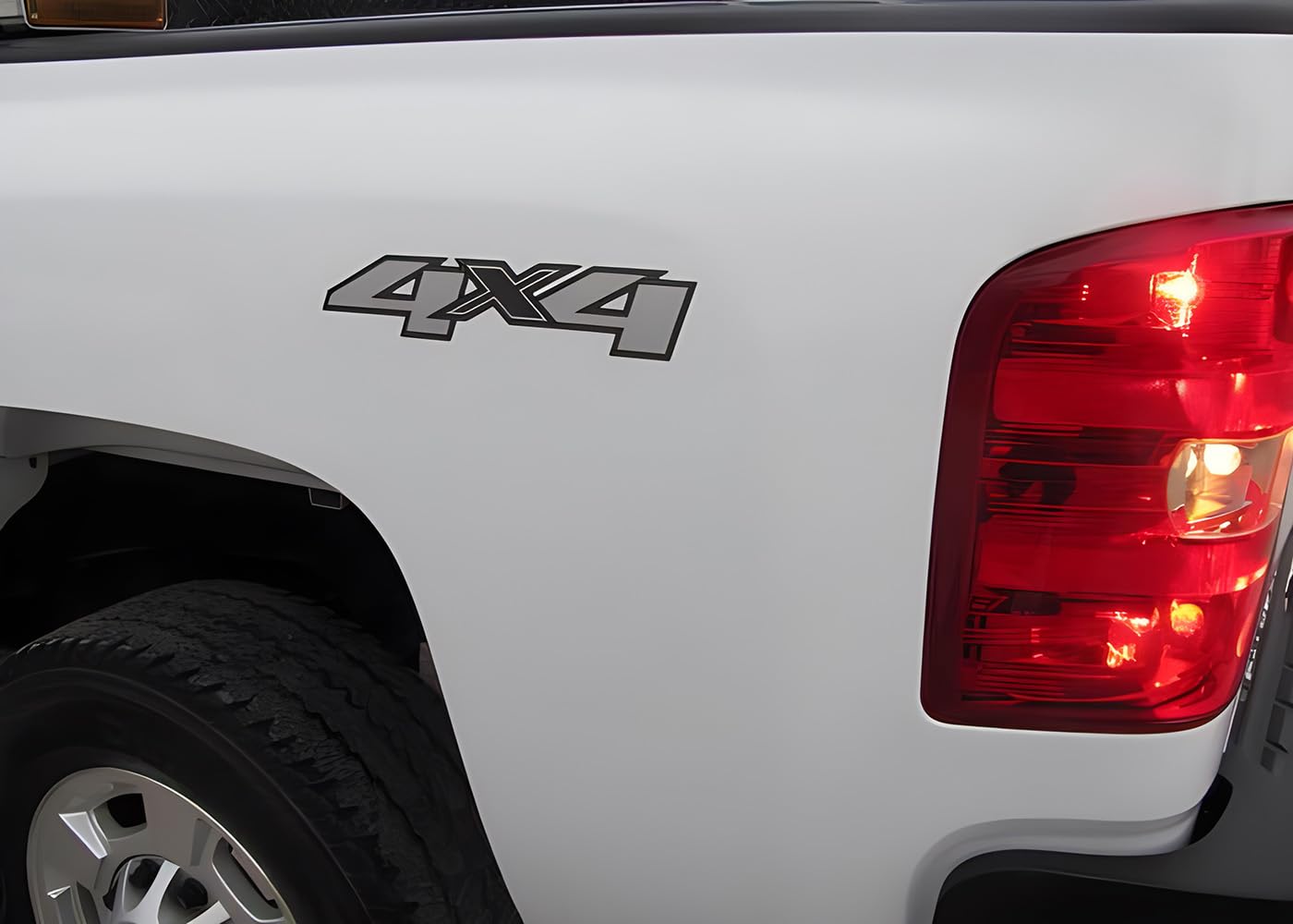 Automotive grade laminate protects decals from sun and rain on Silverado