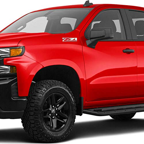 Closeup of Aimoll Z71 chrome red emblem highlighting durable chrome finish.