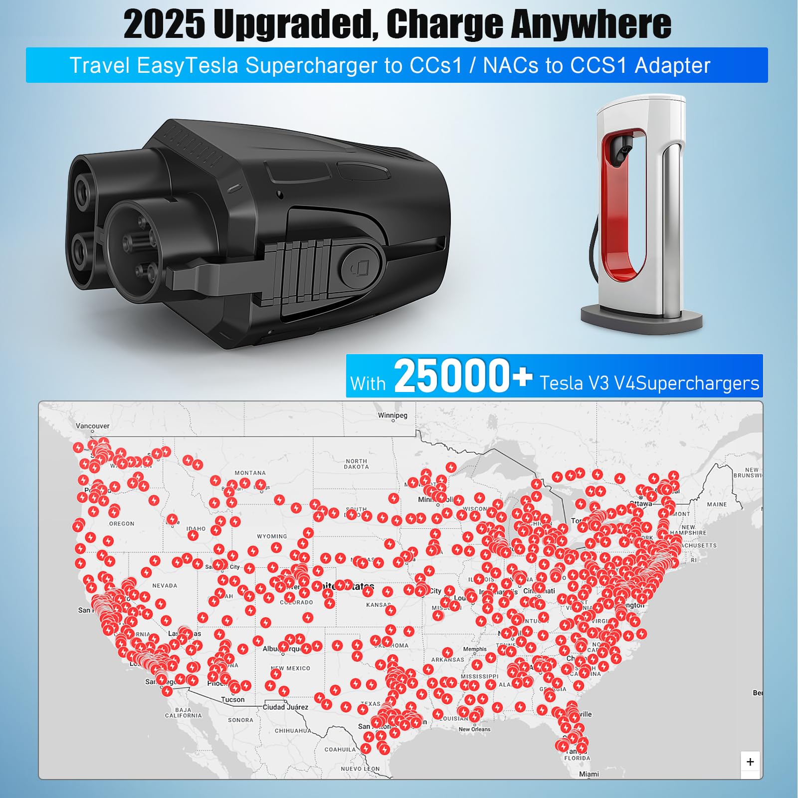 Aipechy NACS-to-CCS1 adapter stored in a glove compartment for road trips.