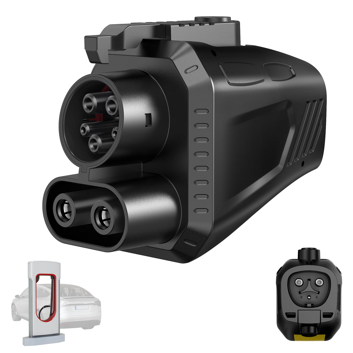 Aipechy Tesla-to-CCS1 adapter front view for fast charging on the go.