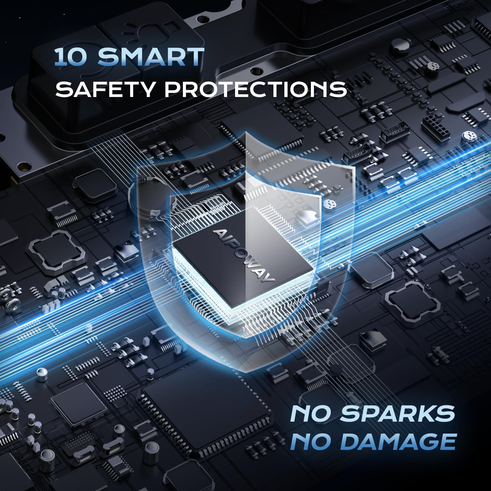 AIPOWAY safety protections icon highlights built-in protection features.