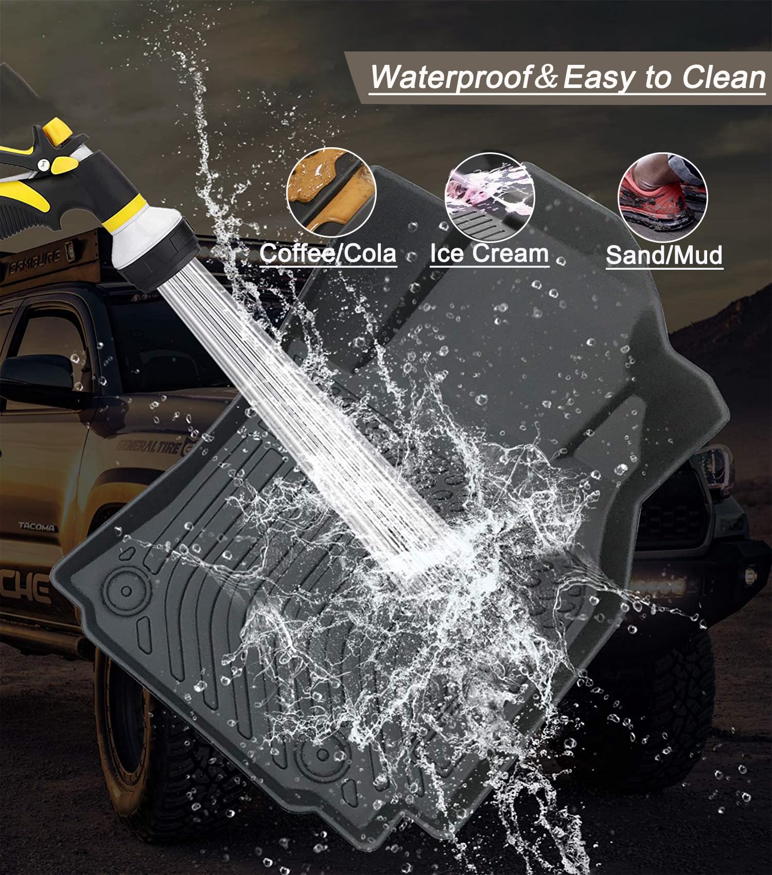 Aiqiying Camry floor mats 3D edges prevent water from seeping onto carpet.