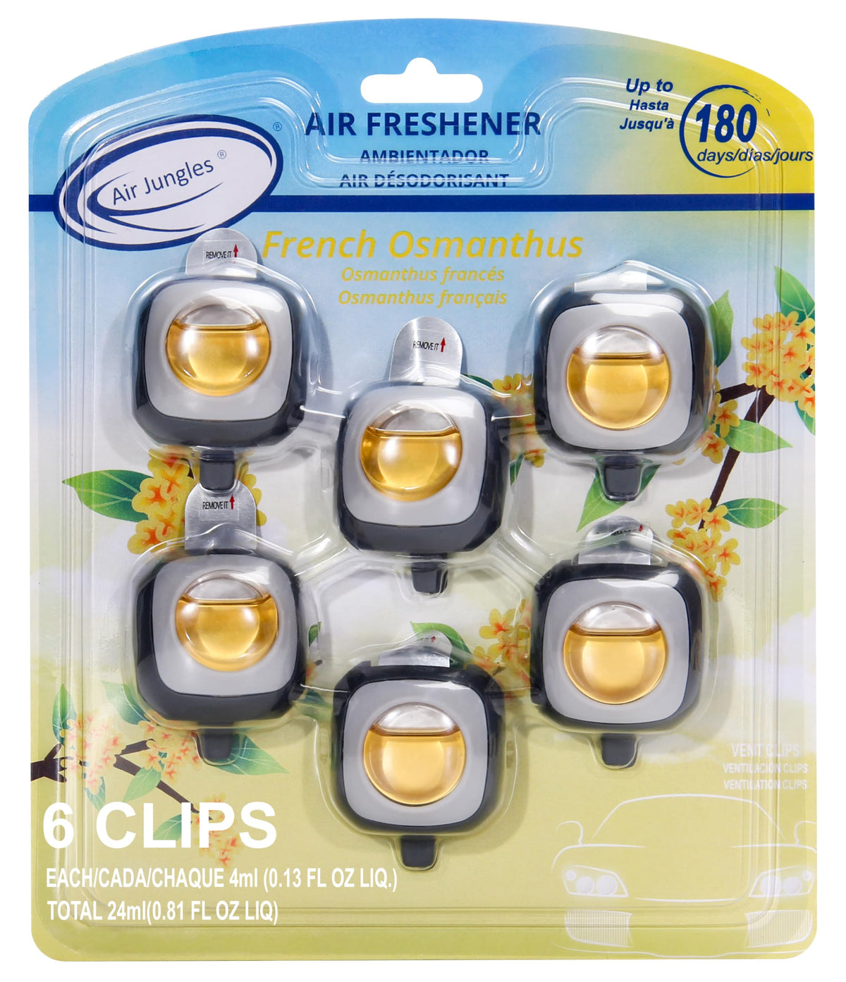 Air Jungles French Osmanthus vent clip on car vent for long-lasting fragrance