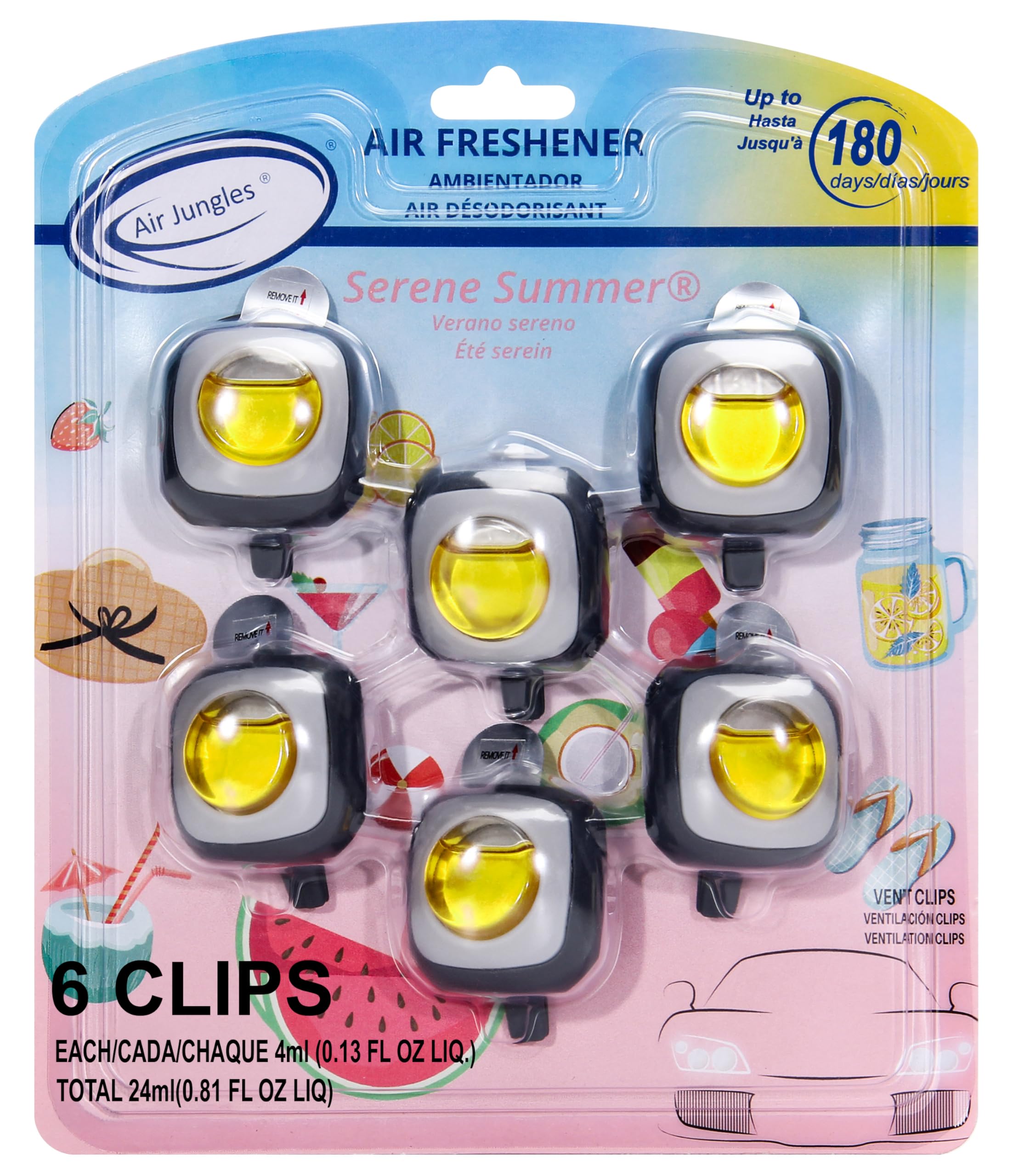Air Jungles Serene Summer Scent clip-on vent for a fresh car interior