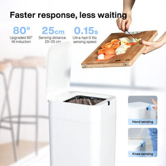Airdeer Trash Can touchless lid responds to hand wave for hygienic disposal.