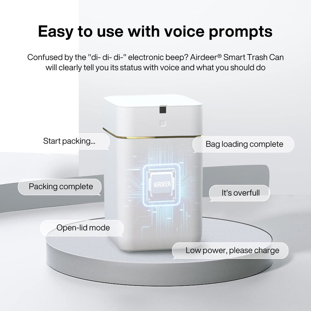 Airdeer Smart Trash Can voice prompts guide all ages.