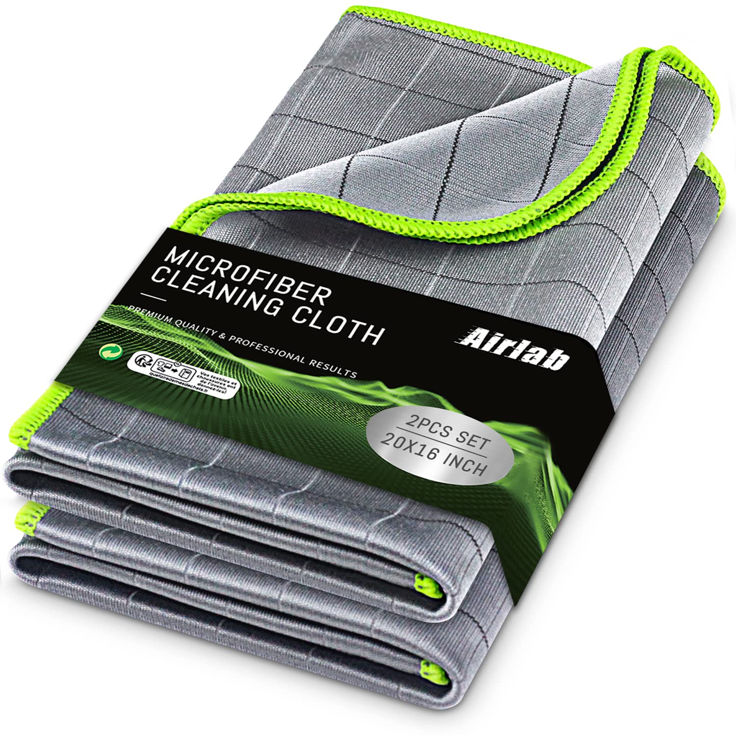 Airlab carbon microfiber towel cleans glass surfaces without scratches and leaves a streak-free shine.