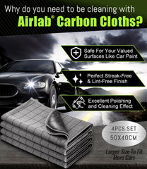 Airlab carbon microfiber towel for window cleaning provides lint-free shine on glass.