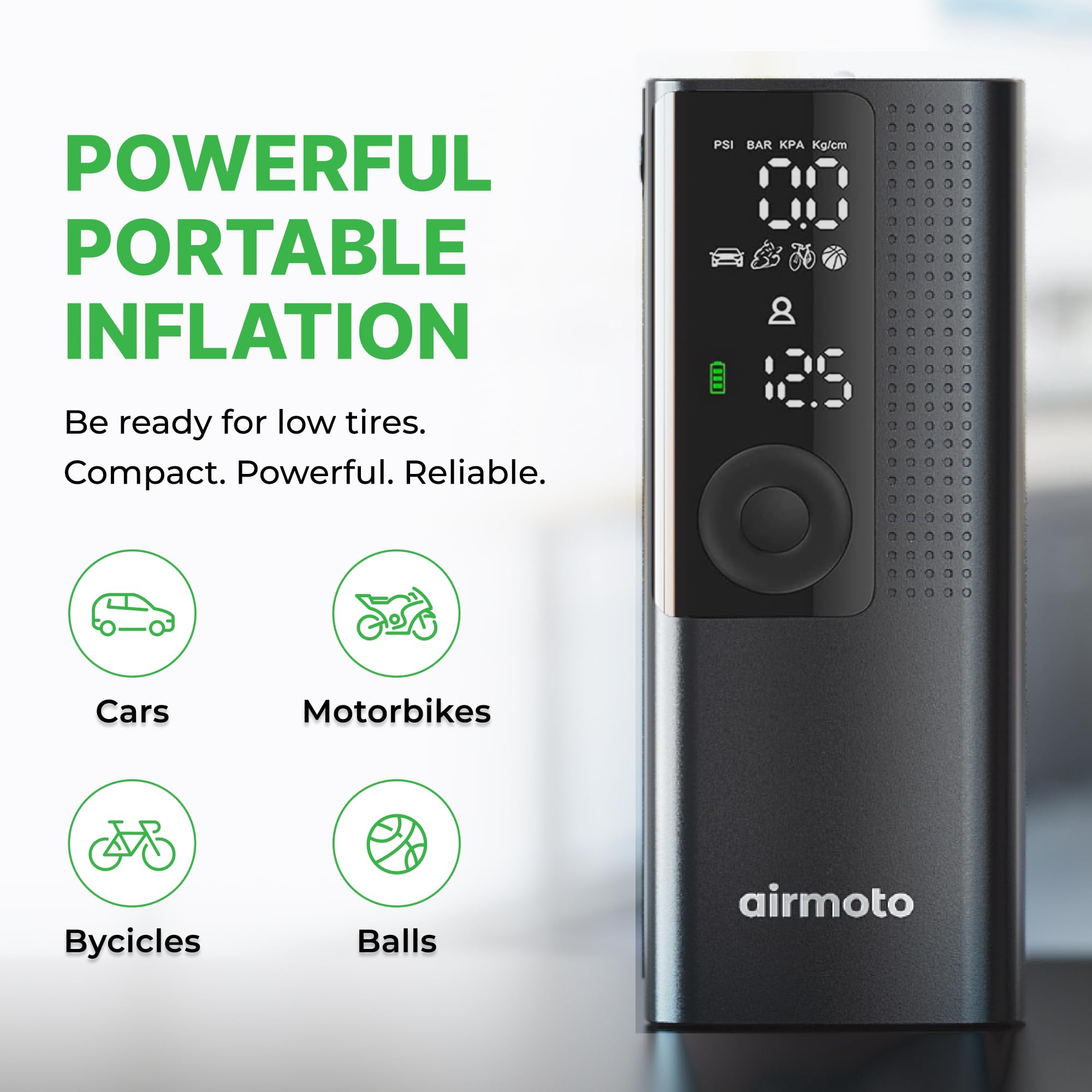 Airmoto held in hand to show compact size and easy storage benefit