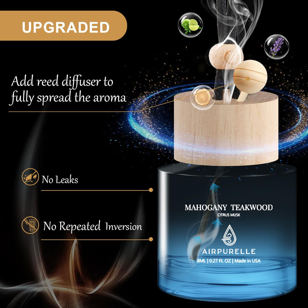 AirPurelle blue glass bottle highlights premium finish and steady scent release