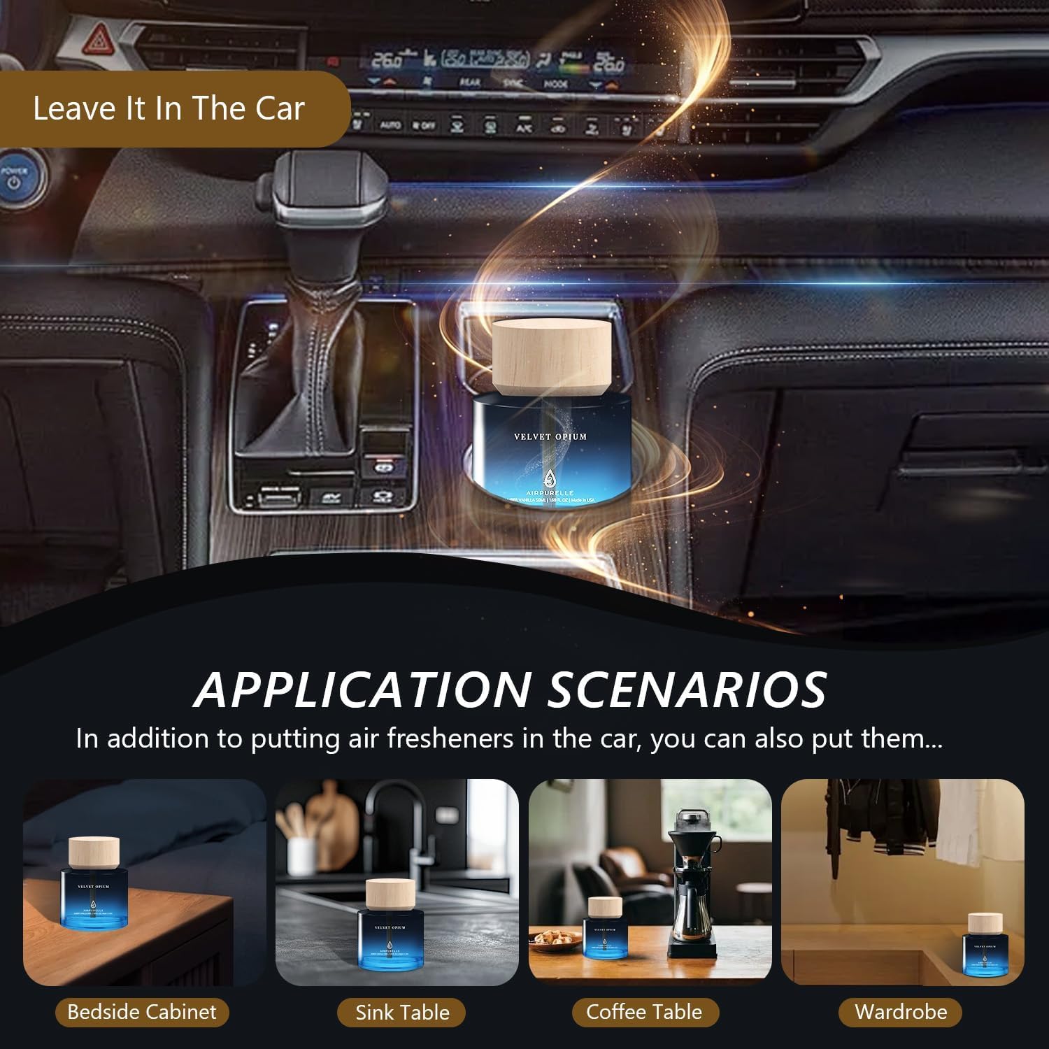 AirPurelle long-lasting fragrance provides months of car ambience.