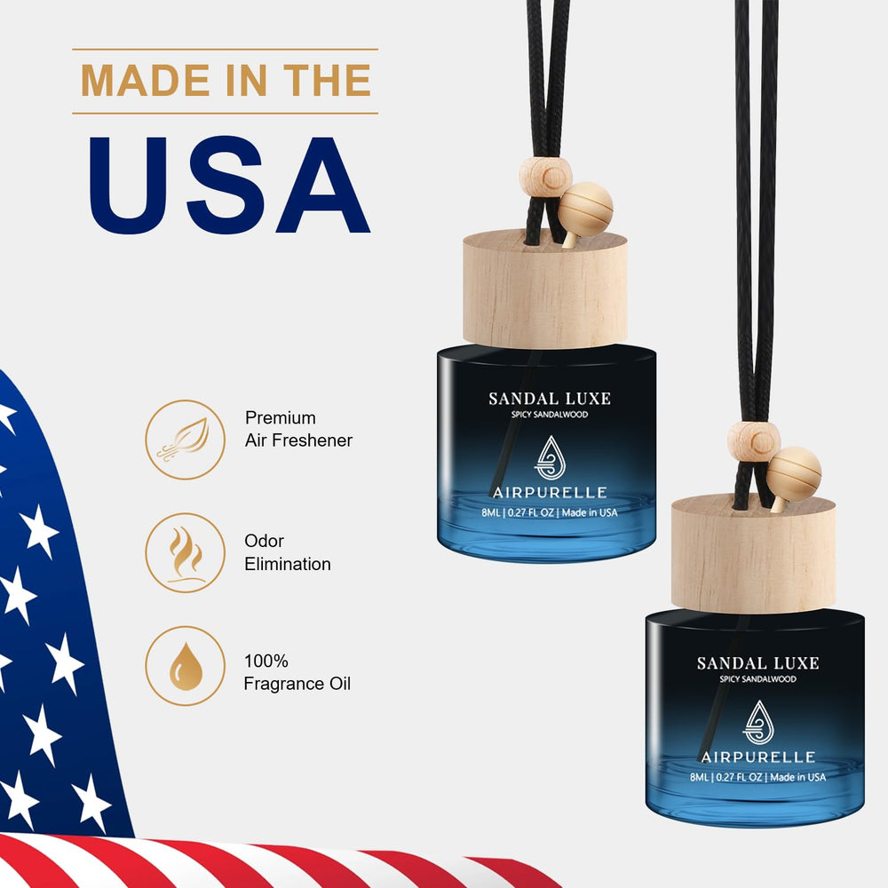 AirPurelle USA-made quality car diffuser crafted from sustainable wood and glass.