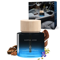 AirPurelle spicy sandalwood 50ml bottle releases a refined car fragrance.