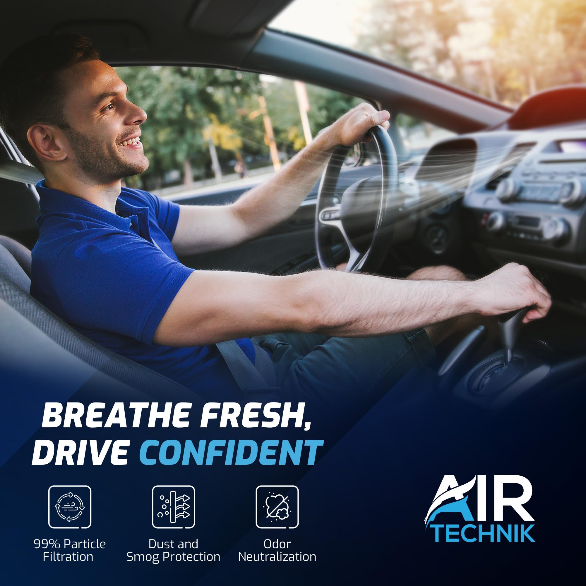 AirTechnik CF10828 activated carbon layer enhances odor and pollutant absorption.
