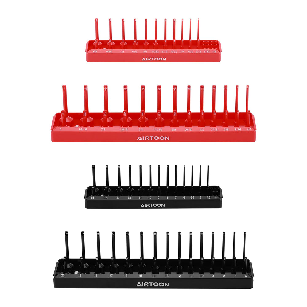 AirToon 1/4- and 3/8-drive trays keep SAE and metric sockets organized