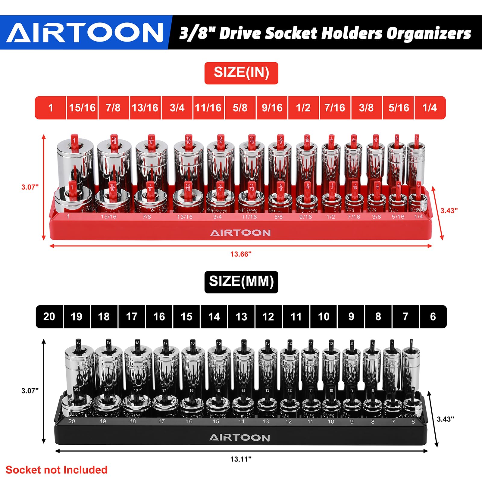 AirToon socket trays hold deep and standard sockets securely in place.