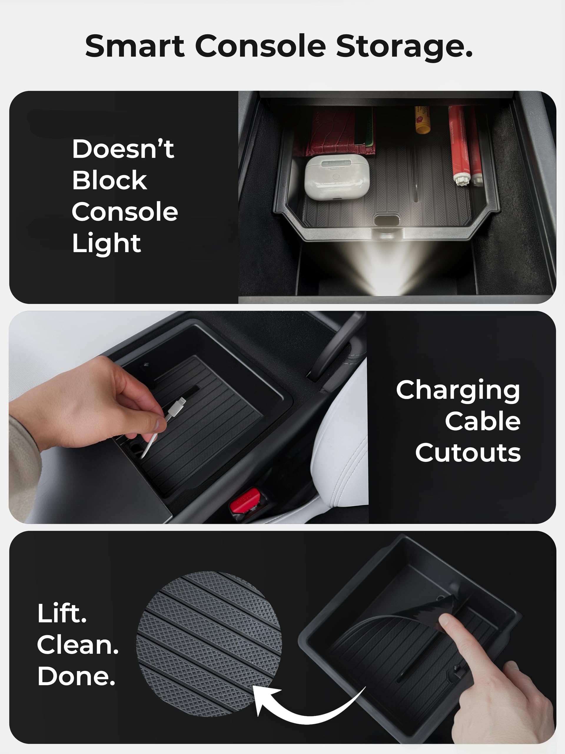 AirVOLT cable routing holes simplify charging cables in Model Y.