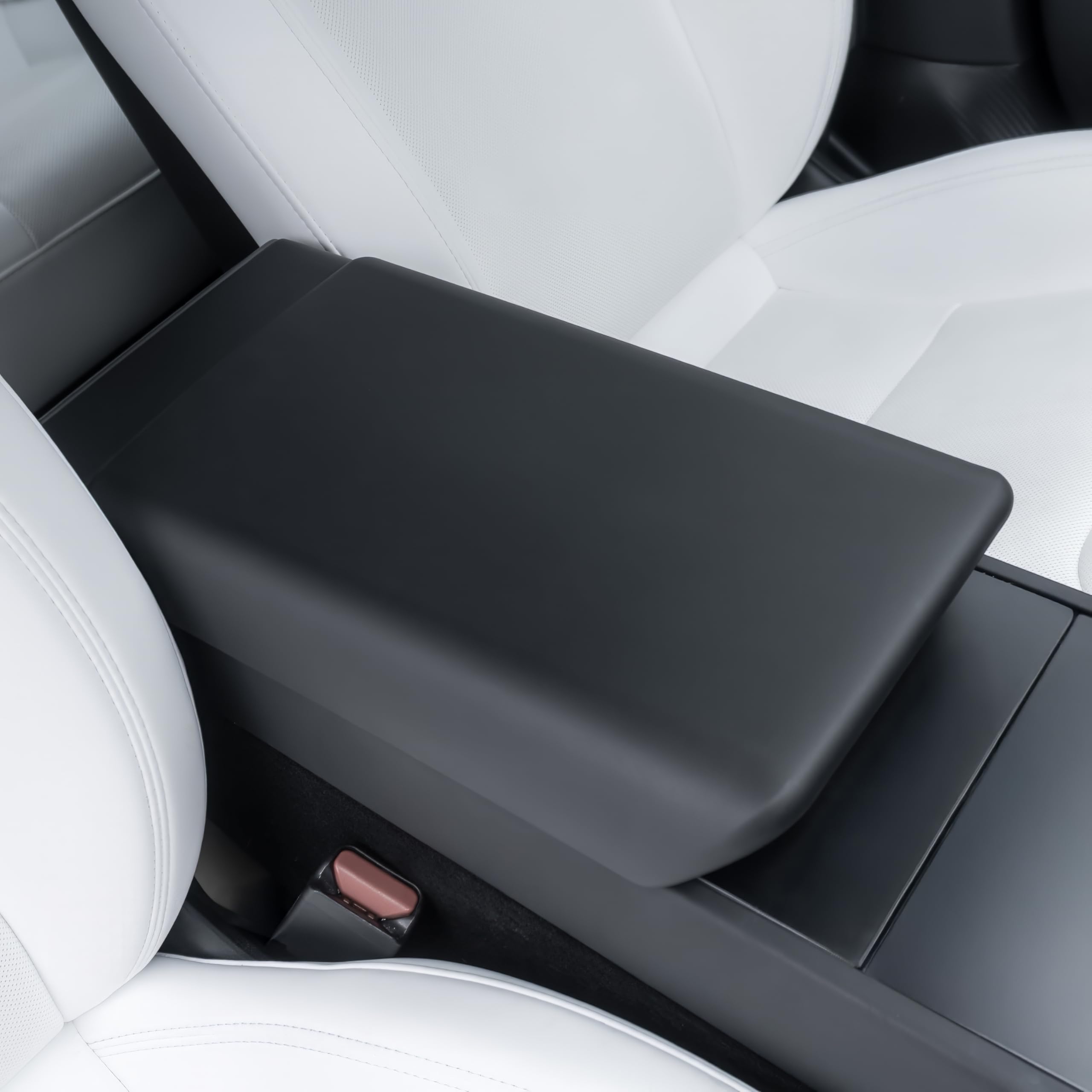 Airvolt center console armrest cover on Tesla Model Y Juniper for a seamless OEM-like fit.