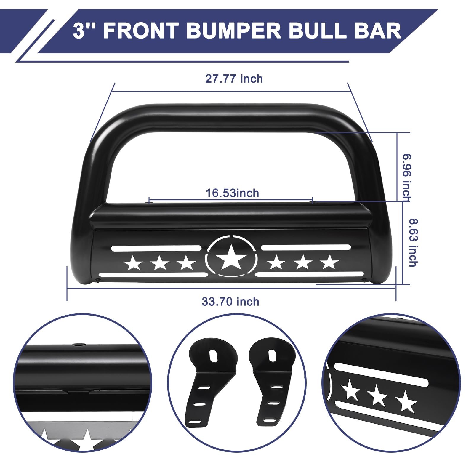 AISHAN Bull Bar built from durable steel with seamless welds for lasting strength