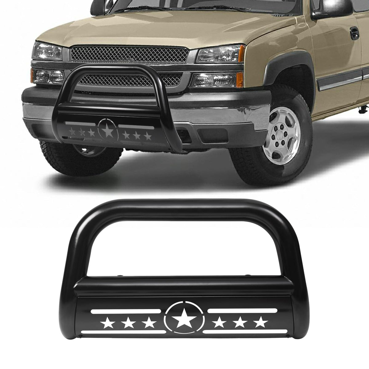 AISHAN Bull Bar front view with 3-inch tubing for rugged protection and bold presence